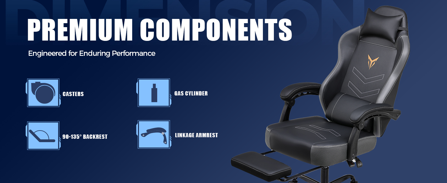 Gaming Chair with Foot Rest, PC Computer Game Chair for Adults, Ergonomic High Back Home Office Desk