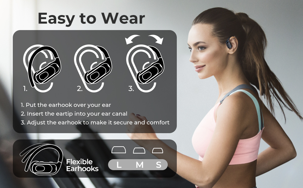 Bluetooth Headphones Born for Sports, Perfectly Fit for Any Ear Size and Never Fall Out!