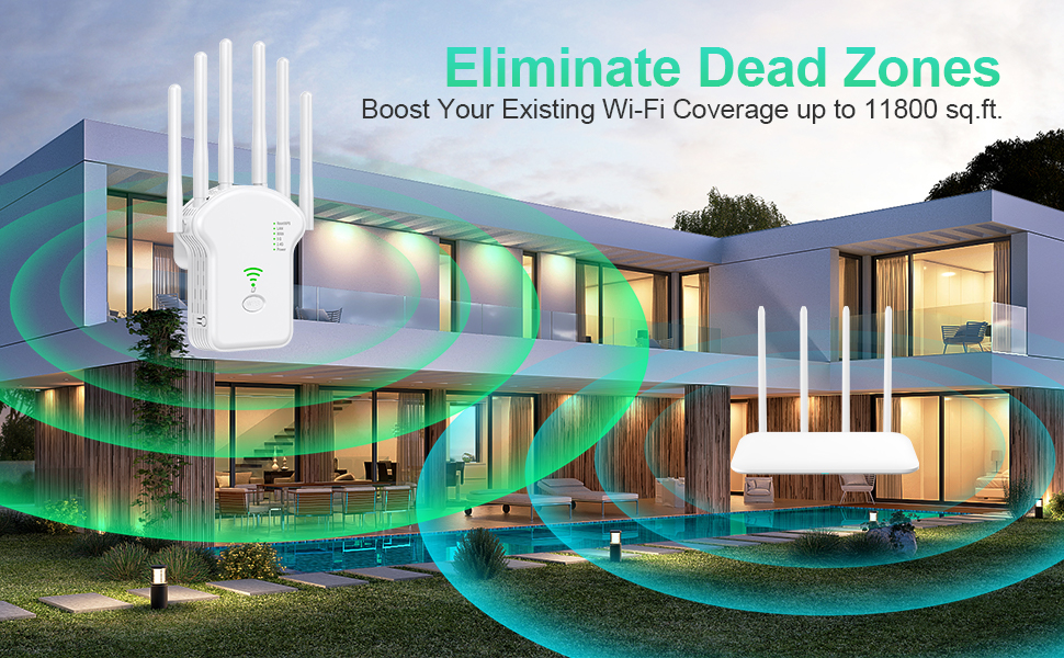 WiFi Extender Signal Booster for Home - Newest Dual Band Internet Extender WiFi Booster Up to 1200Mb