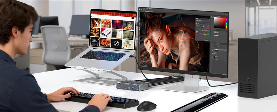 4K@240Hz 4 Port HDMI KVM Switch, 4x1 8K@60Hz HDMI KVM Switches for 4 Computers One Monitor with 4 Po