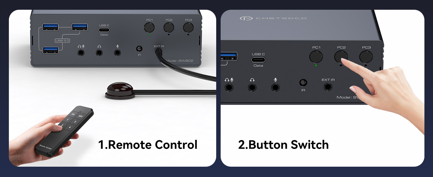 USB C HDMI DP KVM Switch 2 Monitors 2 PC Docking Station 16-in-2 4K@60Hz for M1/M2/M3/M4 Thunderbolt