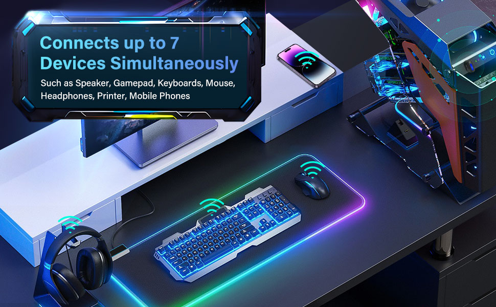 Bluetooth 5.4 Adapter PC, Bluetooth 5.4 USB Wireless Adapter for PC Windows 11/10/8.1/7