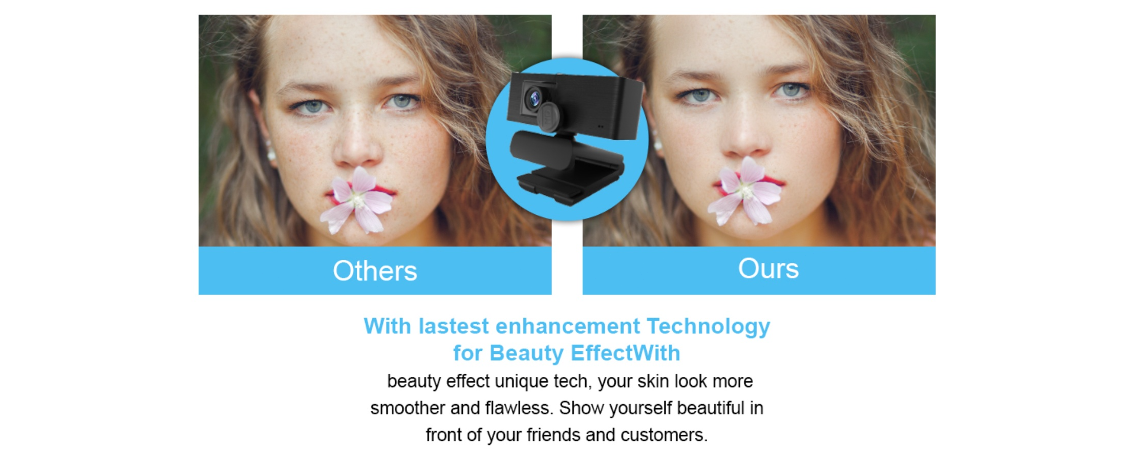 EACH webcam, beauty effect, skin enhancement, image comparison