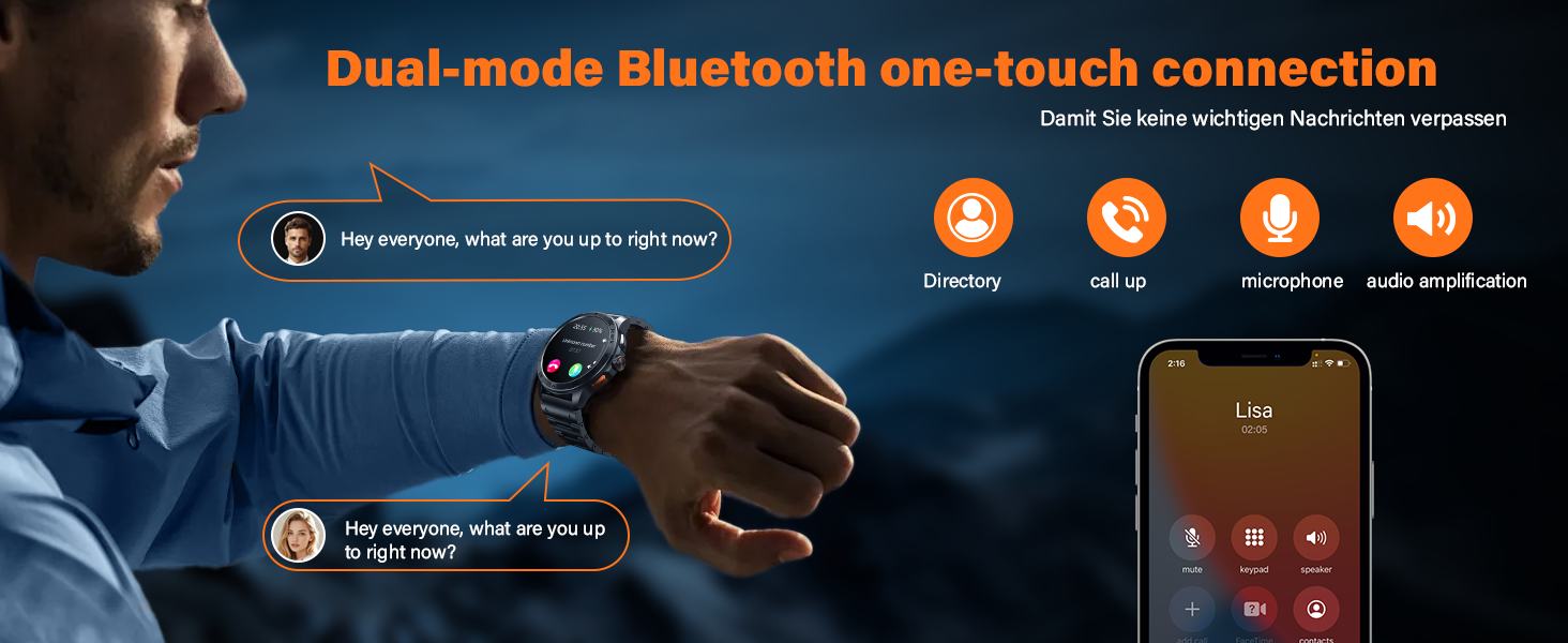 Smart Watches for Men, Bluetooth Smart Watch Answer/Make Calls, 1.43" AMOLED Fitness Watch with Bloo
