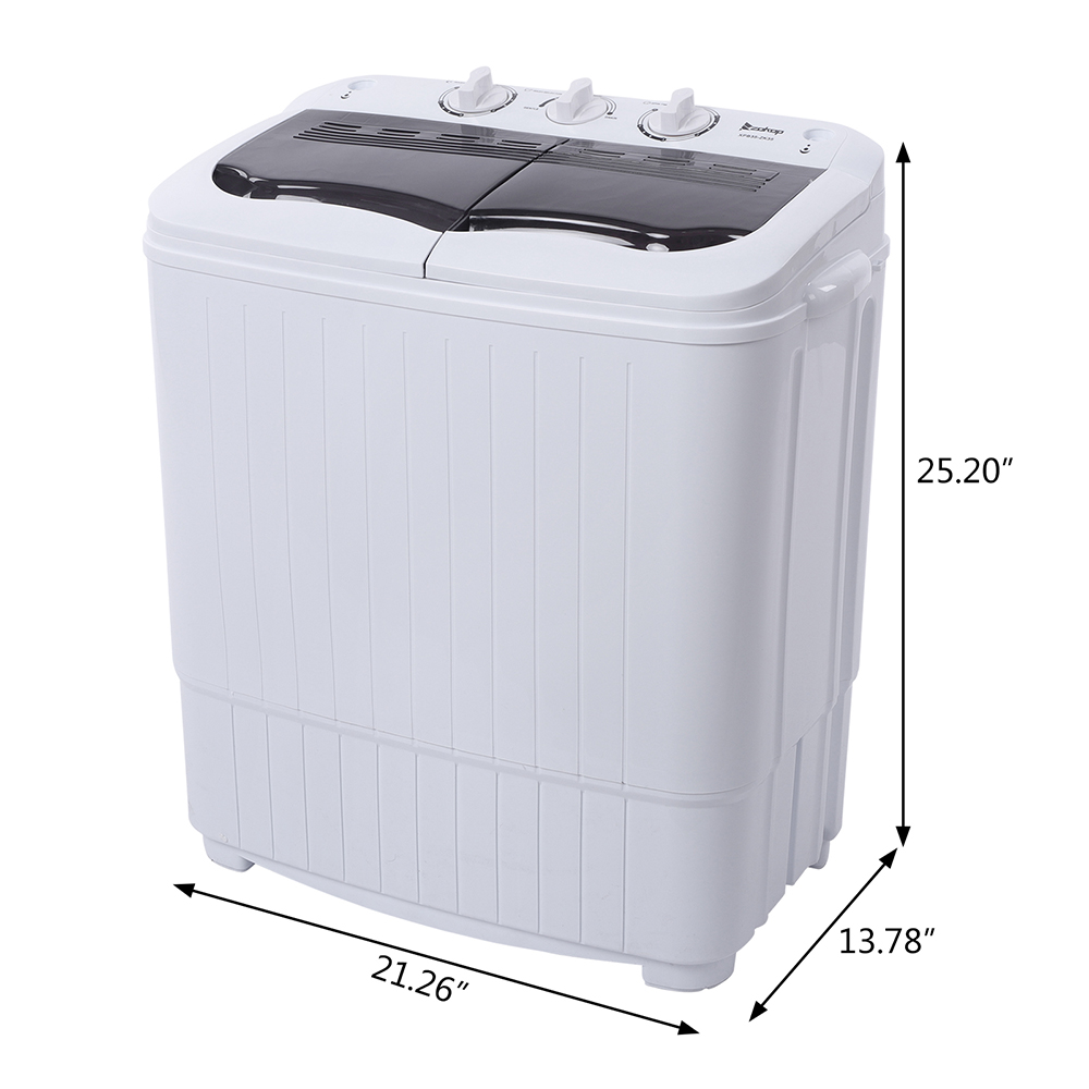 14.3lbs Portable Mini Washing Machine Twin Tub Compact Laundry Machine  Dryer W/Drain Pump