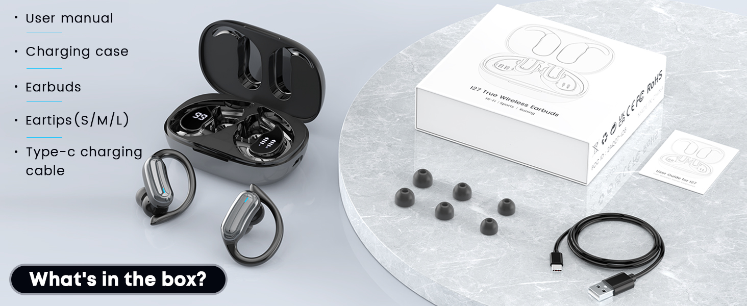 Wireless Earbuds Bluetooth 5.4 Headphones, 54H Playtime Stereo Earphones with Noise Cancelling Mic