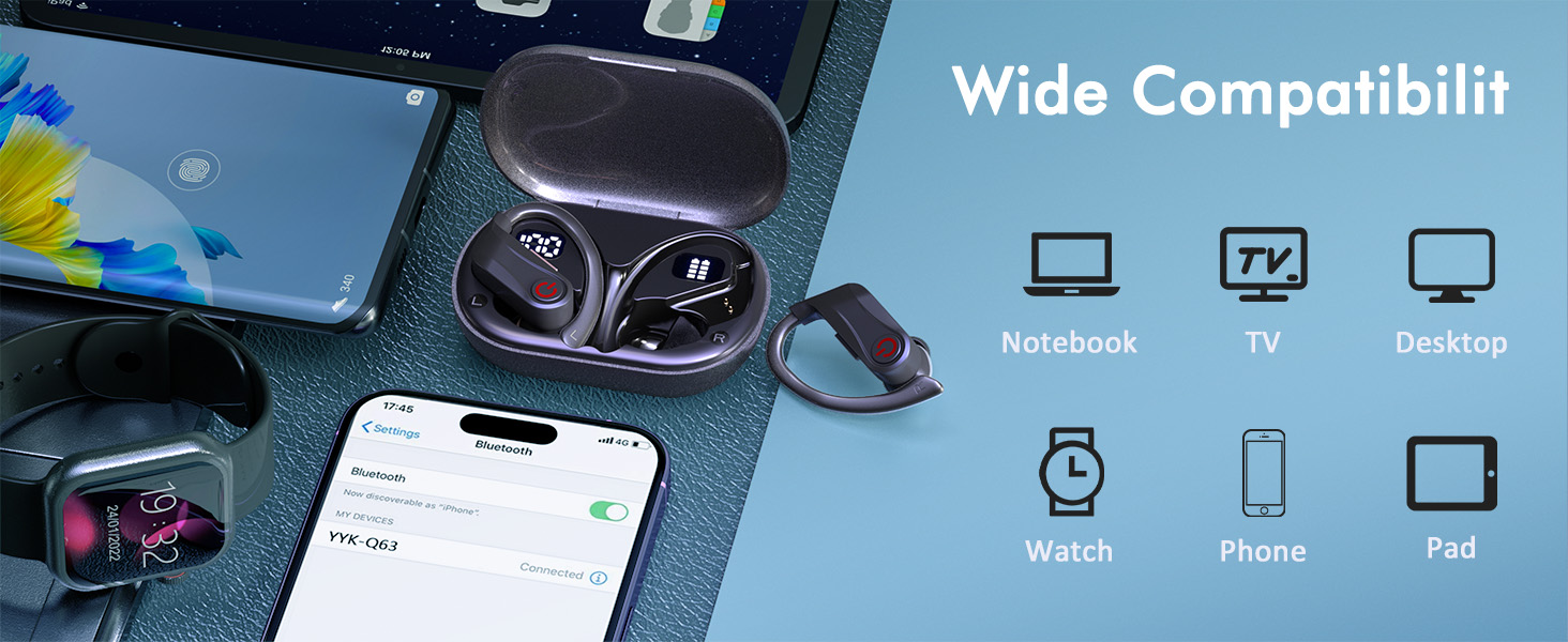 Wireless Earbuds Bluetooth Headphones Sports Over-Ear Bluetooth 5.3 Ear Buds