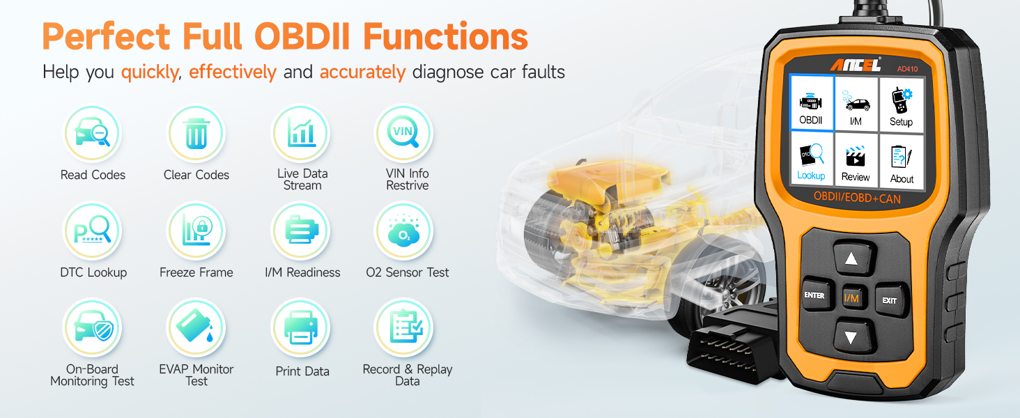 ANCEL AD410 Enhanced OBD II Vehicle Code Reader Automotive OBD2