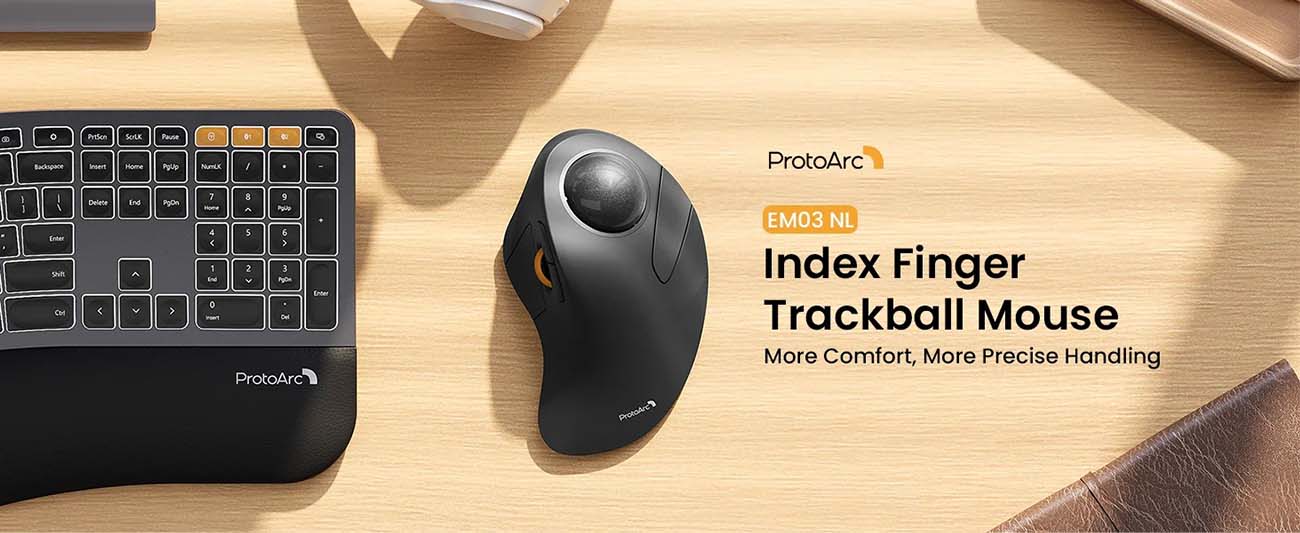 ProtoArc® EM03 NL Ergonomic Trackball Mouse