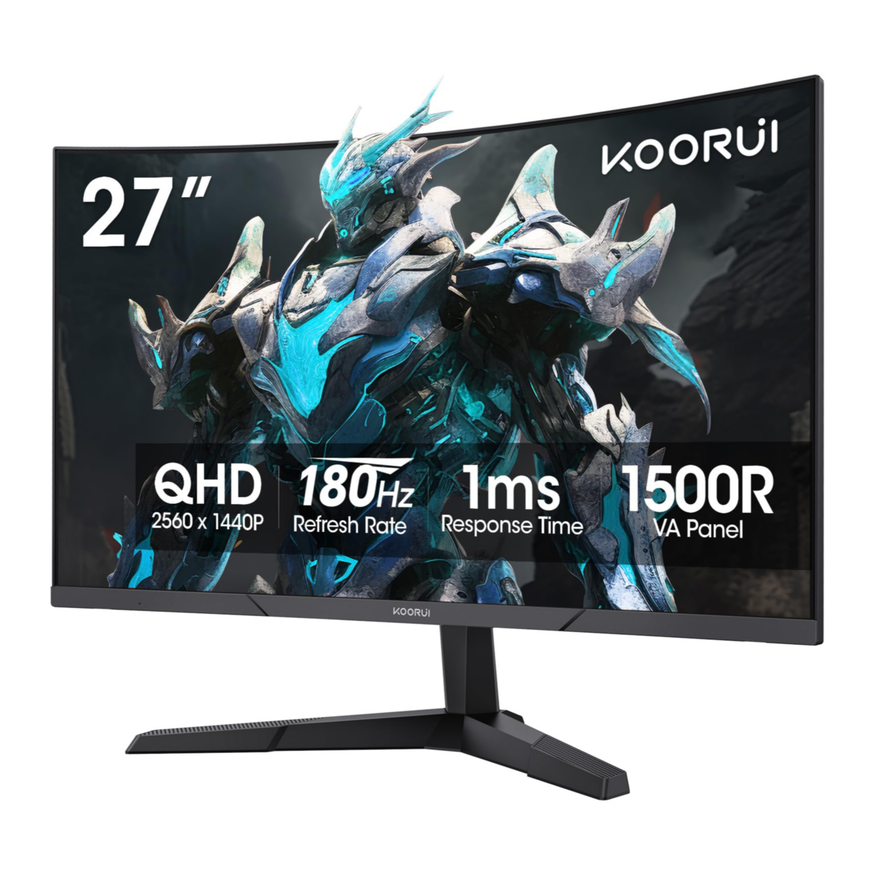 KOORUI 27 inch Curved Gaming Monitor QHD180HZ,(2560 x 1440p)2K 180Hz
