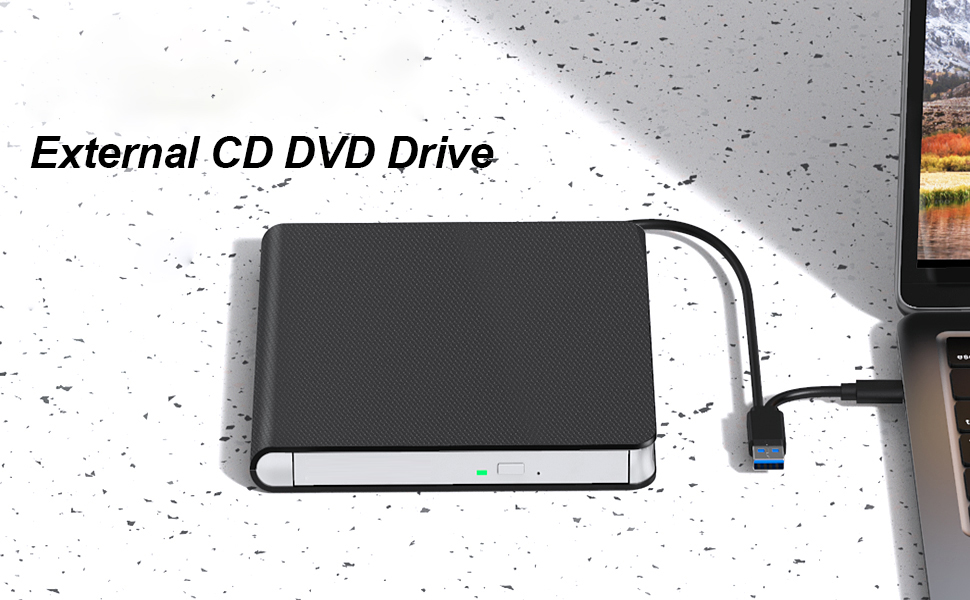 External CD DVD Drive [7-in-1], USB 3.0 & Type-C DVD/CD +/-RW ROM Drive Reader, CD DVD Burner Rewrit