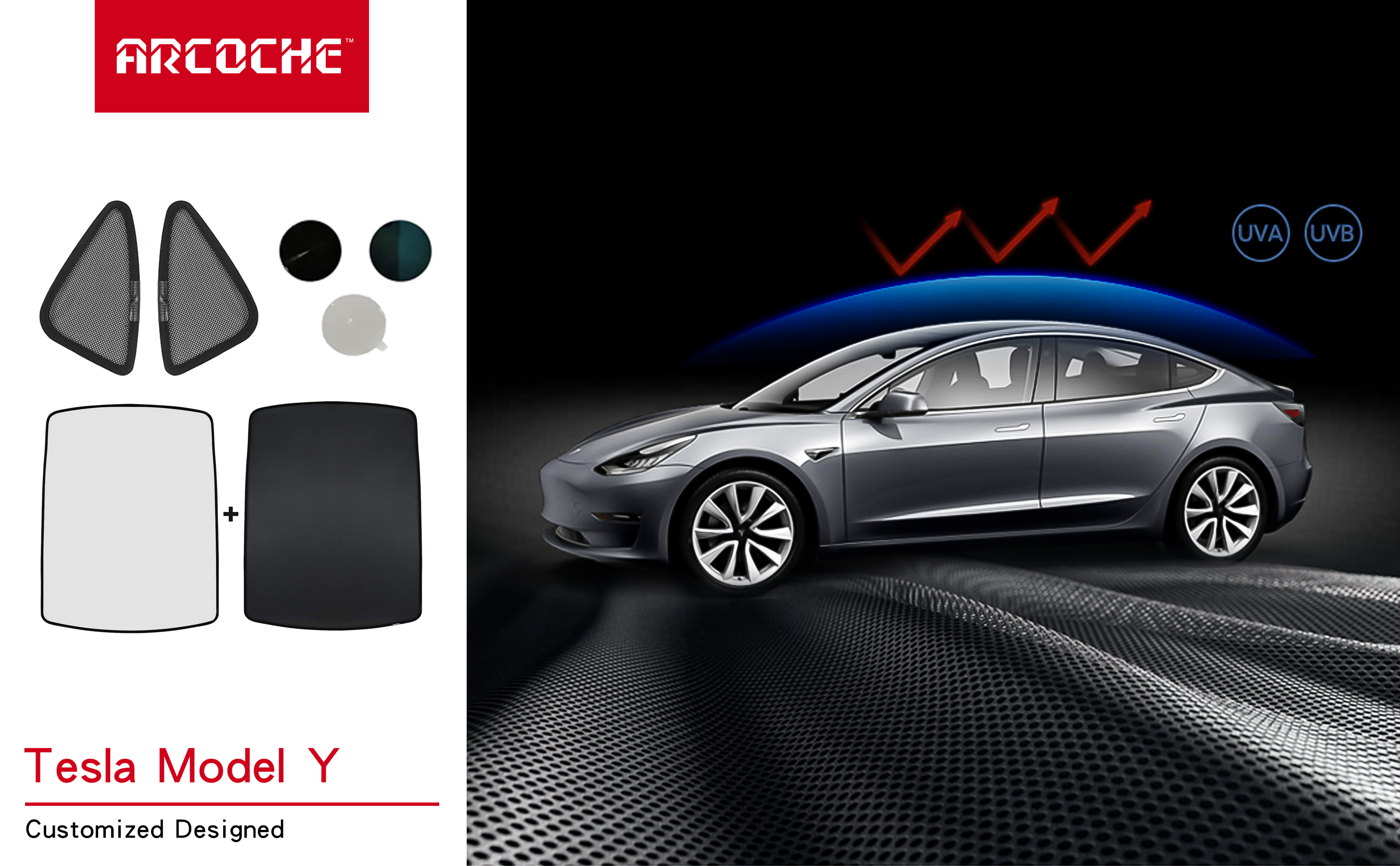 Arcoche Anti Sagging Magnet for Model Y Sunshade