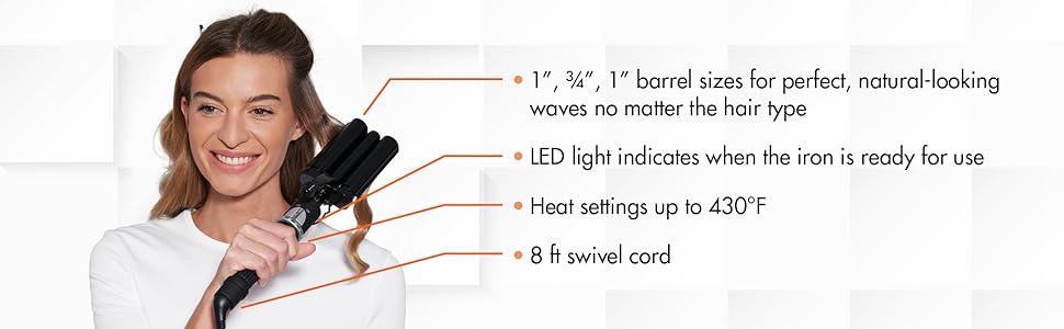 BaBylissPRO Porcelain Ceramic Triple Barrel Waver