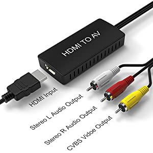 DIGITNOW HDMI to RCA Converter, HDMI to AV Composite Video Audio Converter  Adapter, Supports PAL/NTSC for PS One, PS2, PS3, Nintendo 64, STB, VHS,  VCR, Blue-Ray DVD Players Projector 