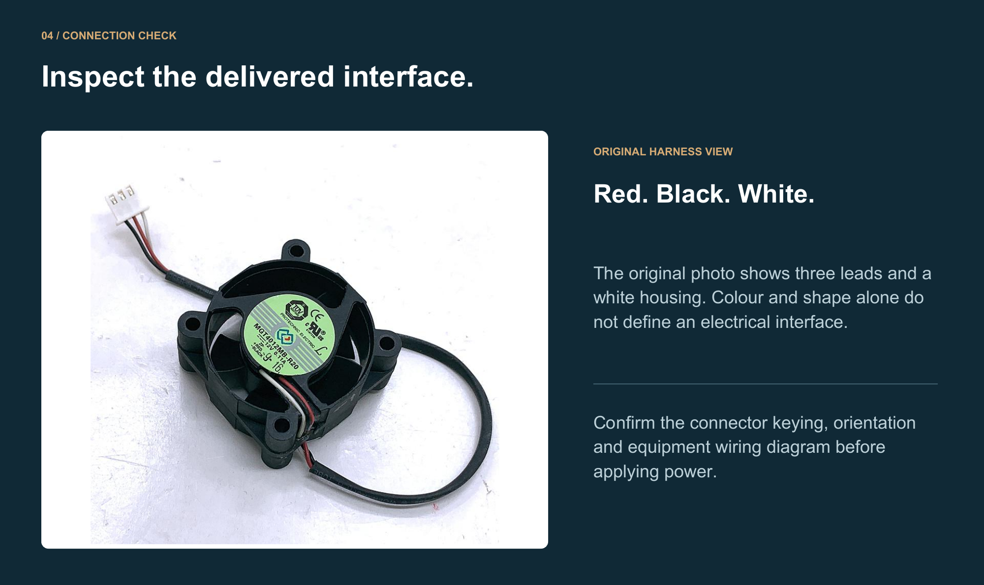 MGT4012MB-R20 original red black white leads and white connector