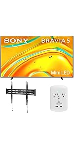 Sony K98XR50 Google TV with a Fixed Mount and Amber 3 Outlet Surge Protector