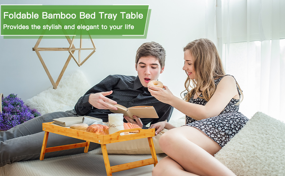 Bamboo Bed Tray Table, Large Breakfast 