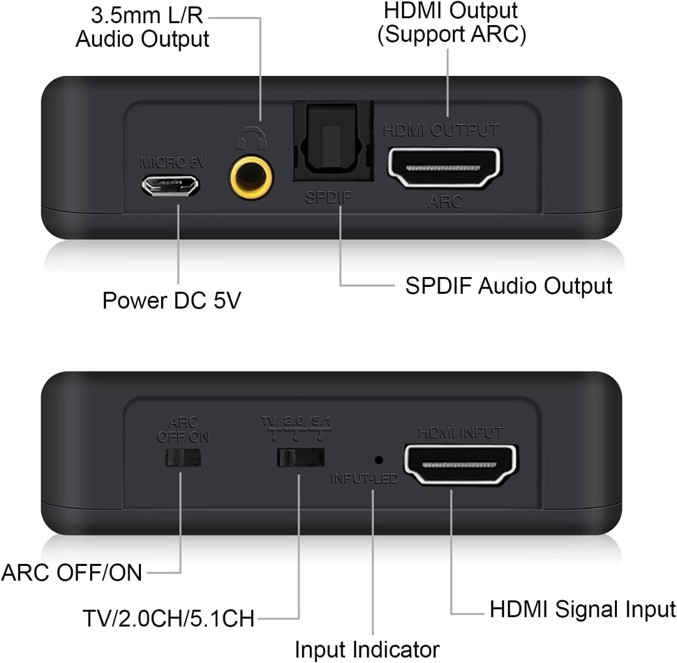 Audio Extractor HDMI Adaptateur HDMI à Optique Ajustable en Volume de 4K  Spdif Toslink R-L (RCA) Jack Audio 3.5 mm Extractor av A240 - Cdiscount TV  Son Photo