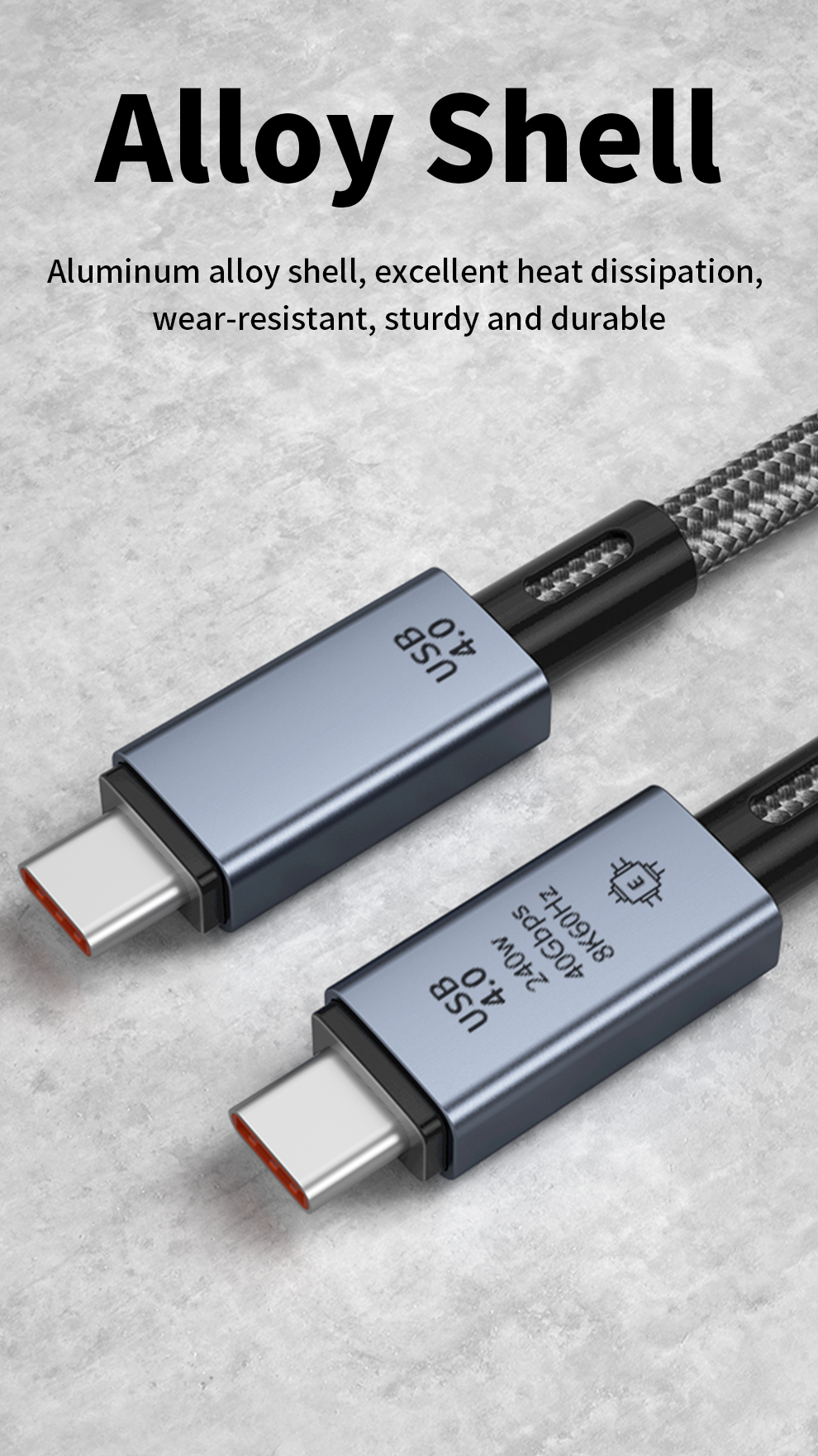 USB 4.0 8K 60HZ 40Gbps 240W Type C Cable