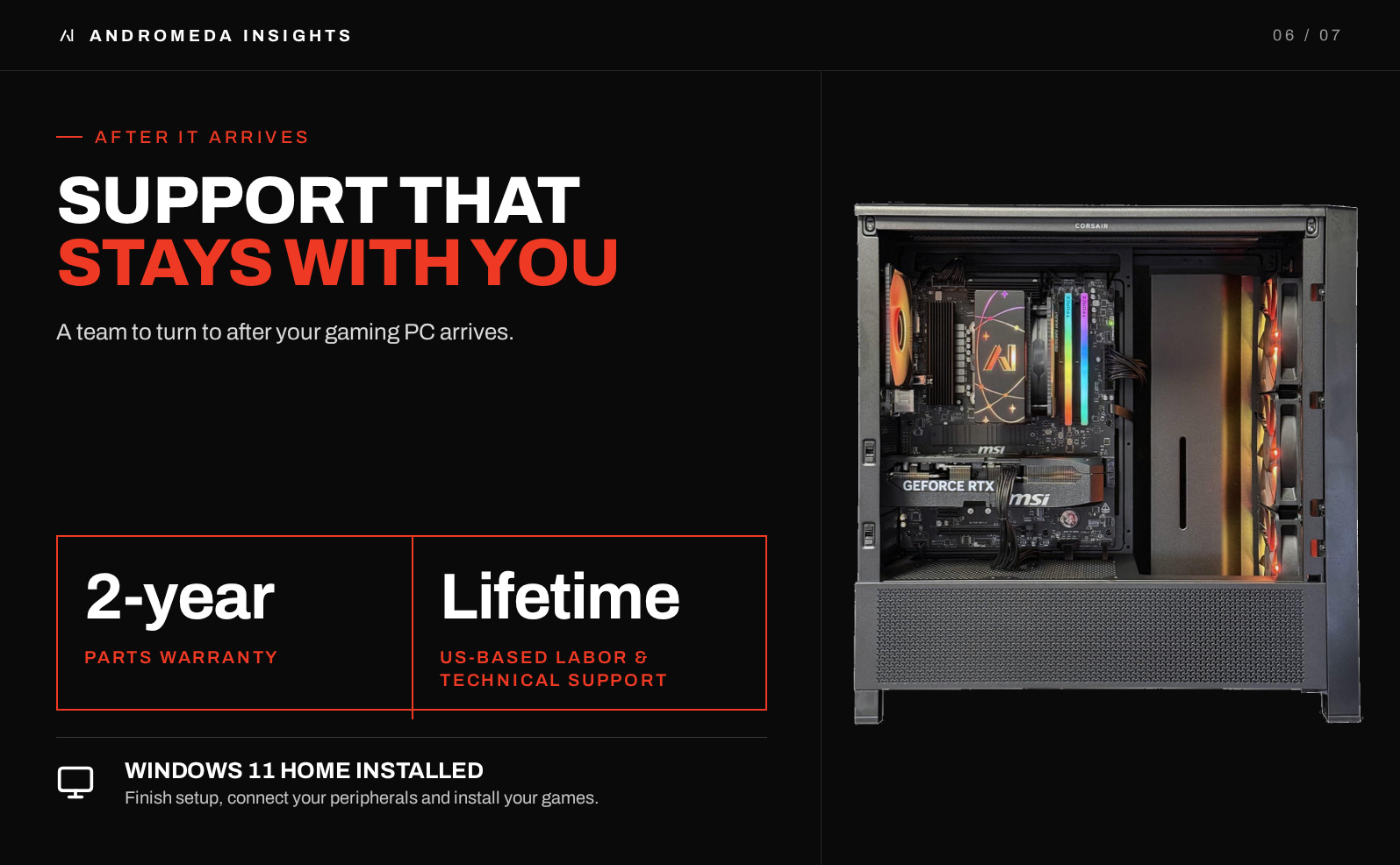 Two-year parts warranty and lifetime US-based labor and technical support