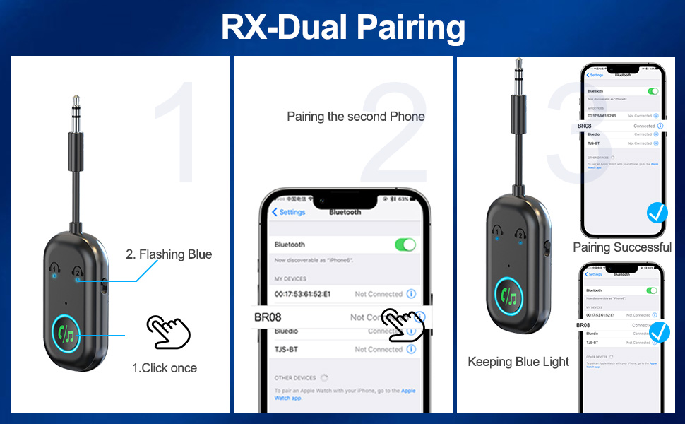 Bluetooth Transmitter Receiver, Wireless Car/Airplane Bluetooth 5.3 Adapter