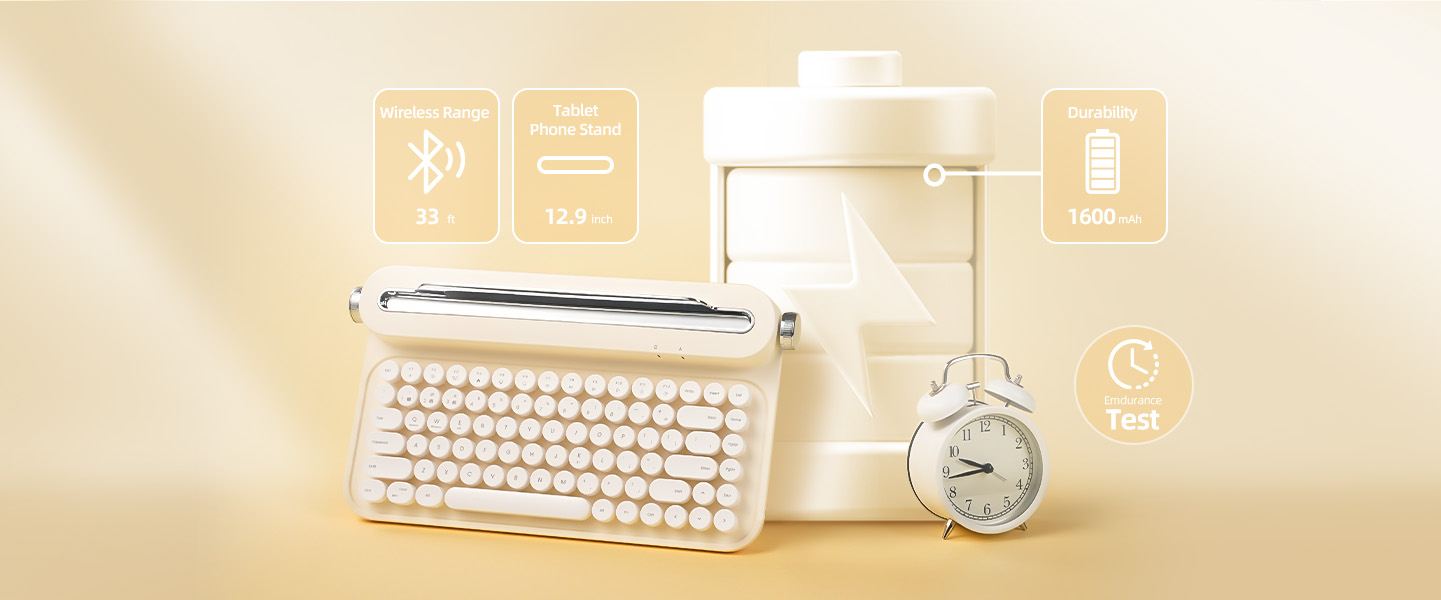 Connection Range: about 33ft; Slot Dimension: 12.9inch; Battery: 1600mAh