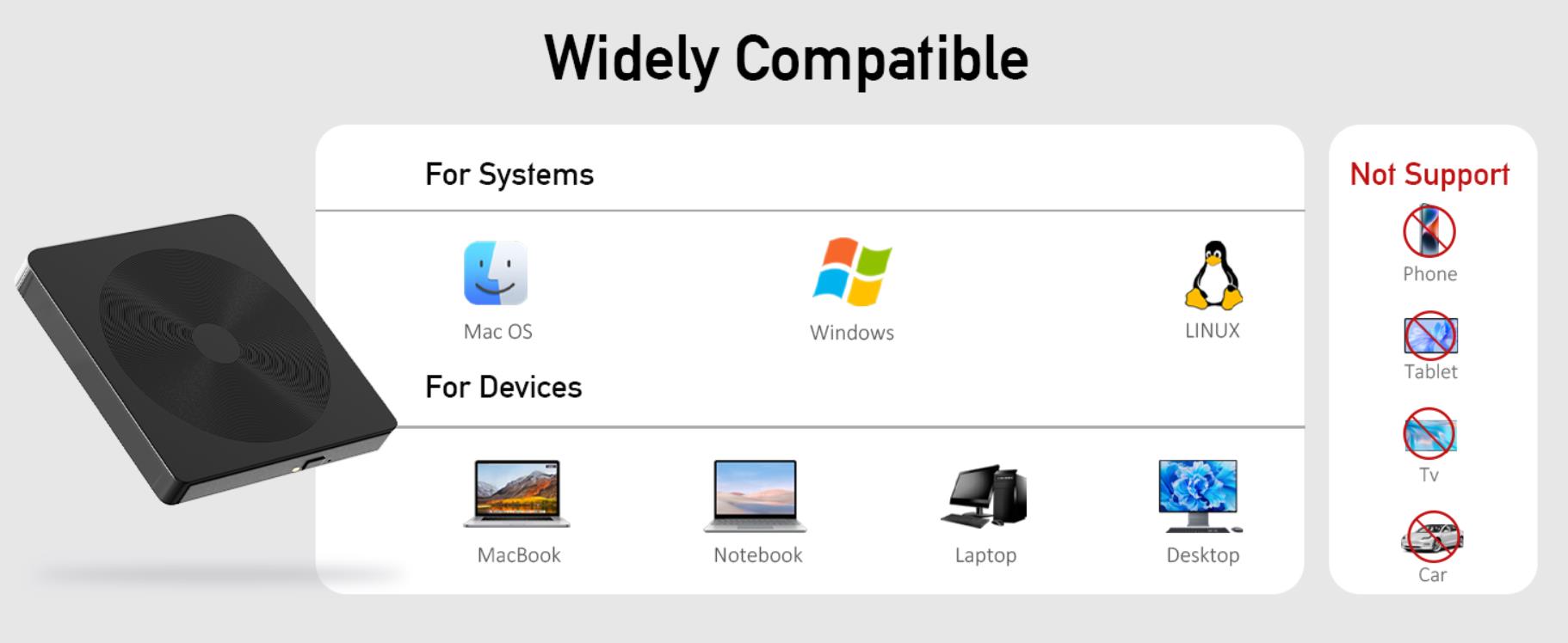 This external cd/dvd drive delivers up to 24x CD and 8x DVD write speeds, ensuring fast and efficien