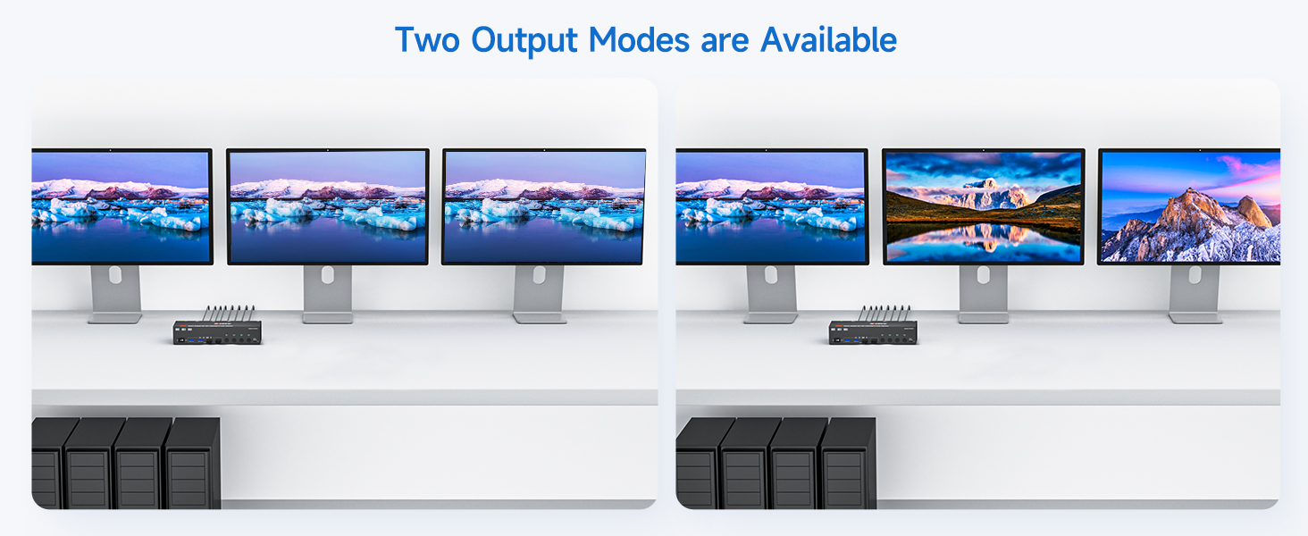 3 monitors KVM switch with 4 USB 3.0 ports for keyboard, mouse, printer and other peripheral USB d