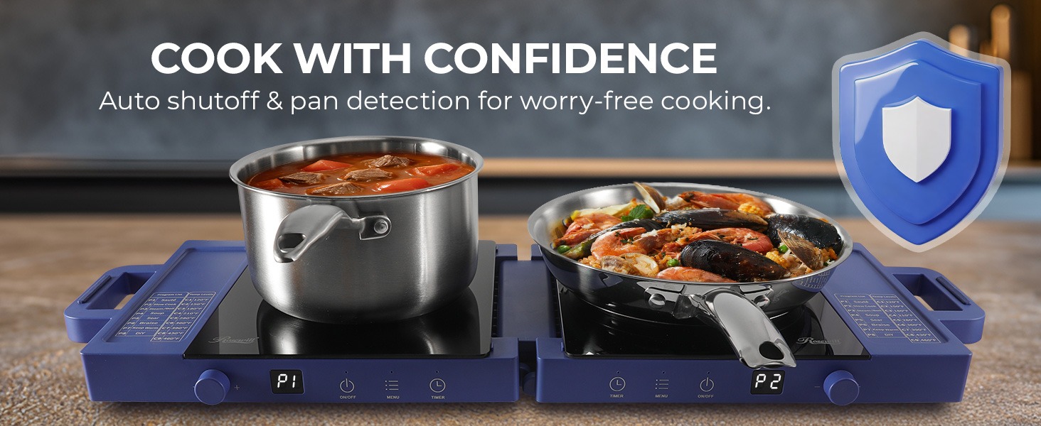 Rosewill RHAI-25002BL Foldable Dual Induction Cooktop Burner