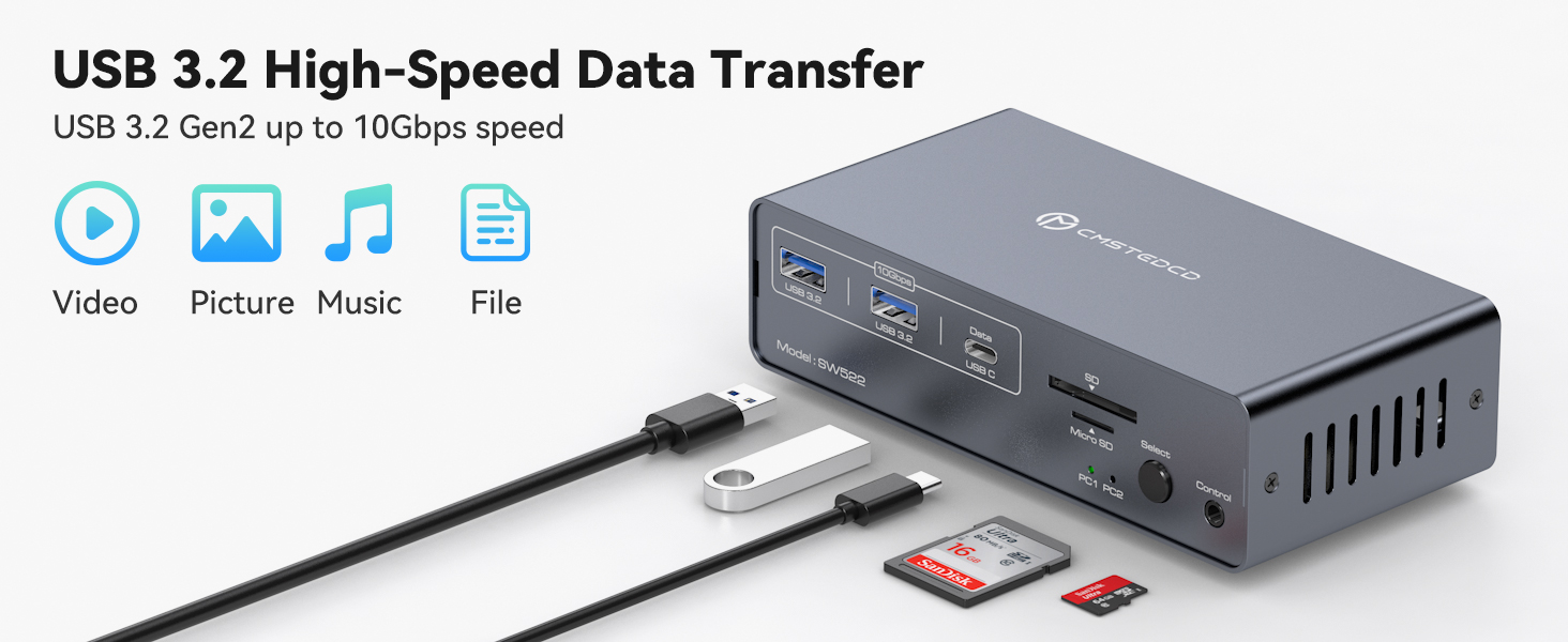 KVM Switch 2 Monitors 2 Computers USB C Docking Station with 4K60Hz HDMI and 4K120Hz DP KVM