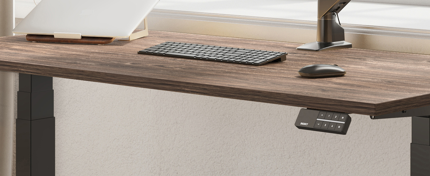 sit stand desk, standing desk, height adjustable desk, ergonomic desk, dual motor, melamine desk