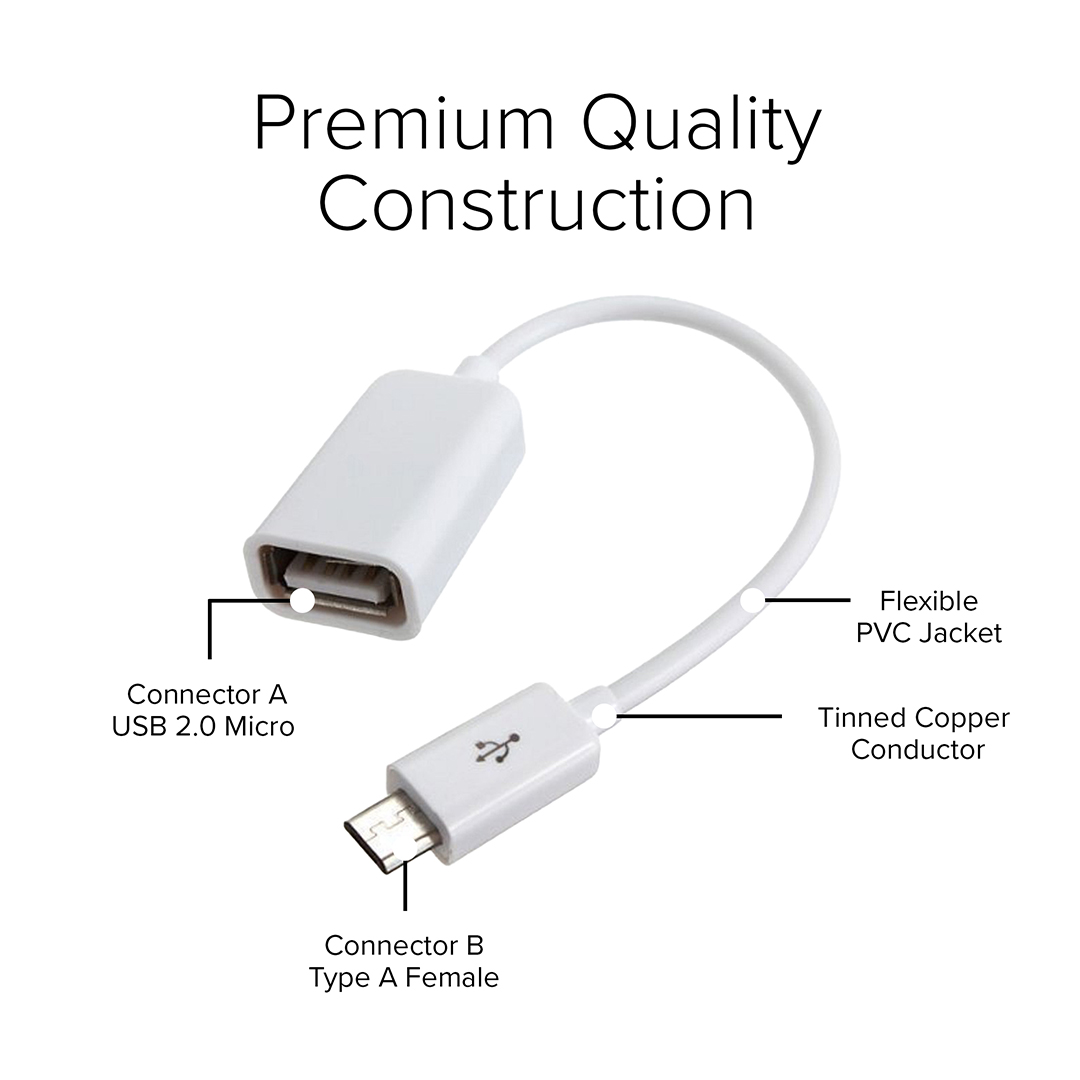 Lumenzi USB 2.0 Micro USB to A Female OTG Adapter Cable