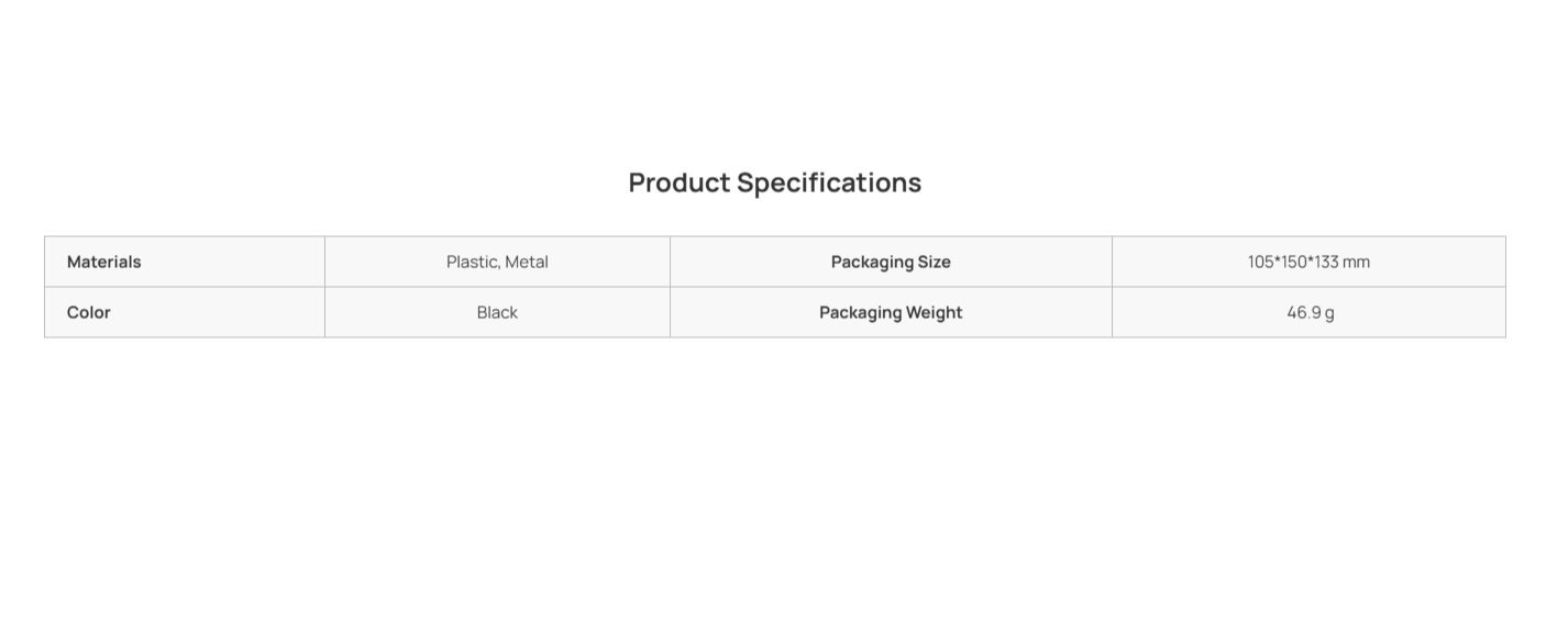 Product Specifications