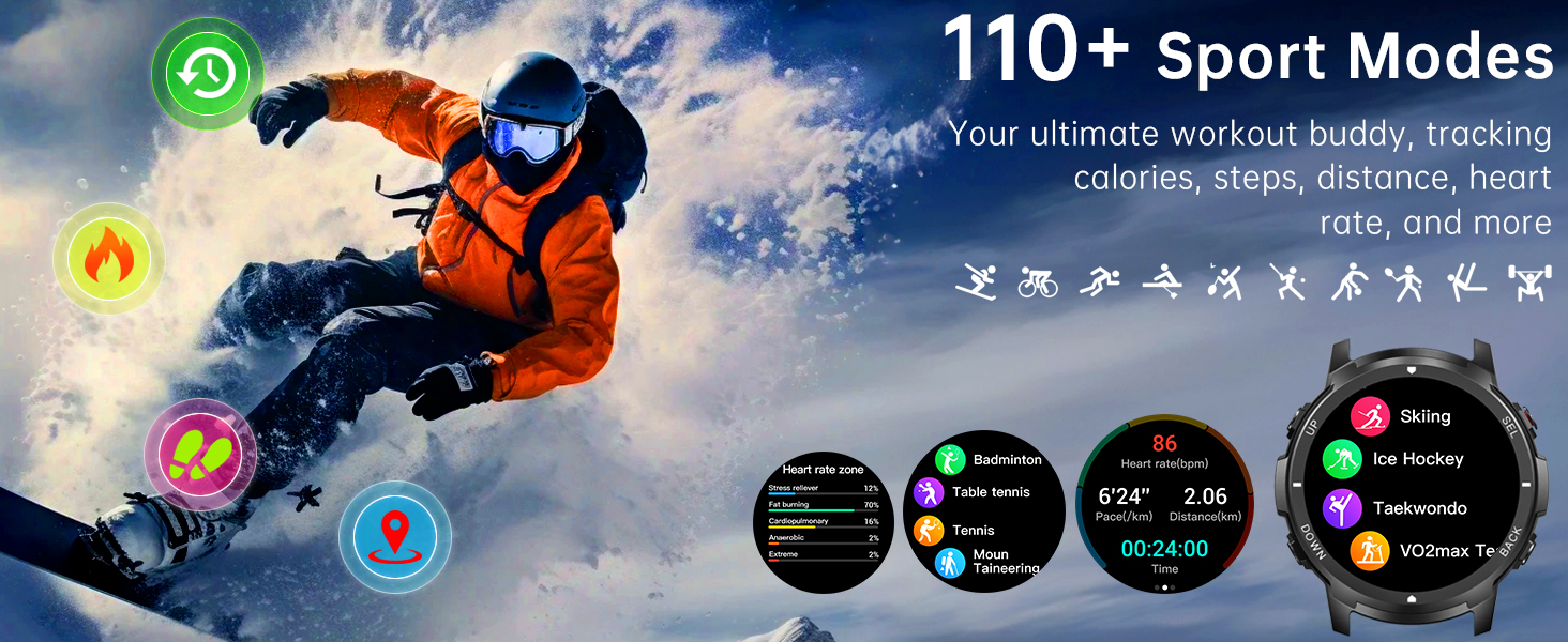 Smart Watch for Men- Bluetooth Call, Military Smartwatch Waterproof Fitness Sleep Tracker Watch with