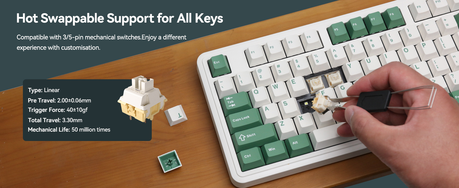 AUSDOM 98Pro Wireless Mechanical Keyboard, Tri-Mode 2.4GHz/Type-C/Bluetooth Keyboard