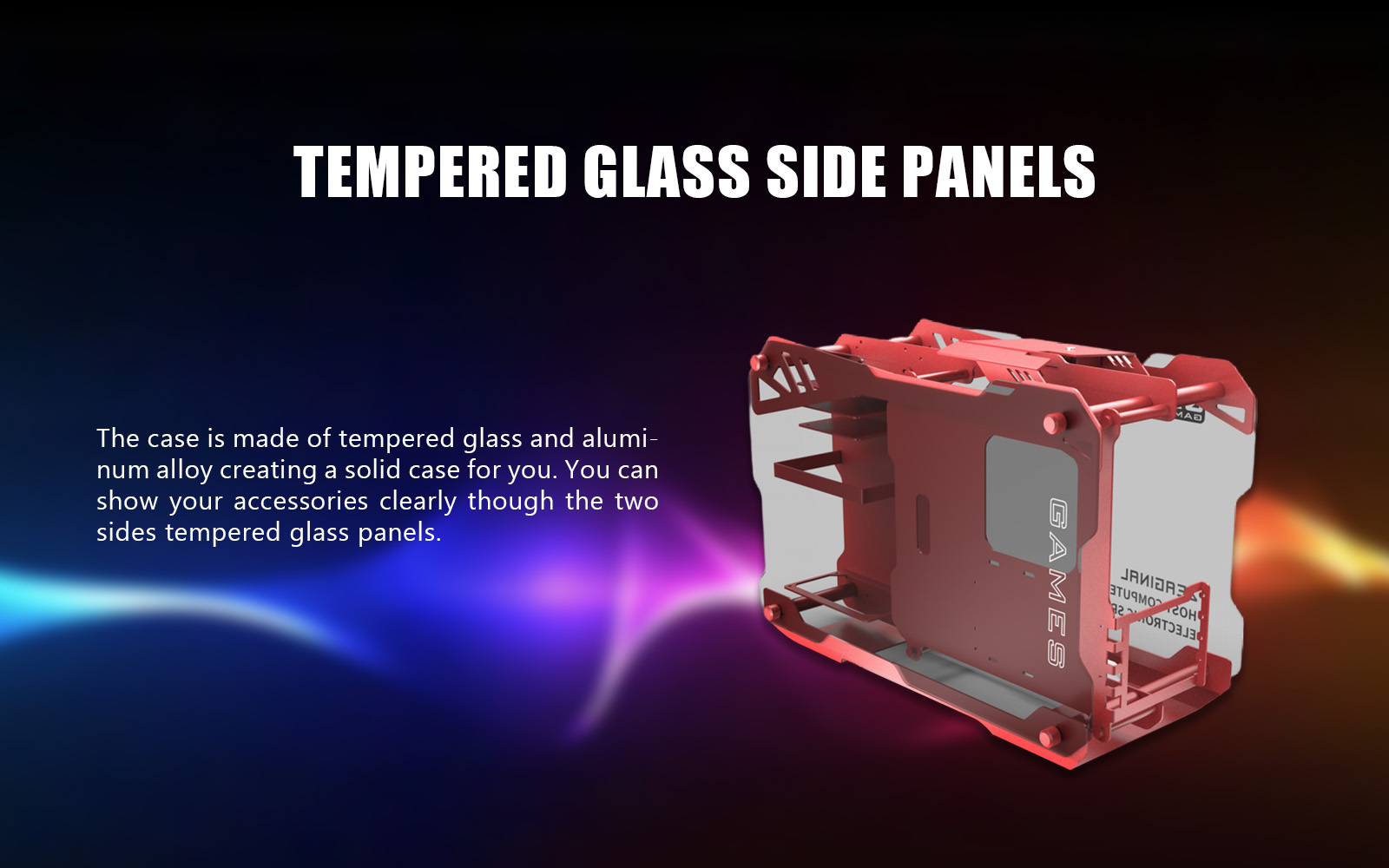 Zeaginal ZC-02M Tempered Glass Mini Computer Case-Red