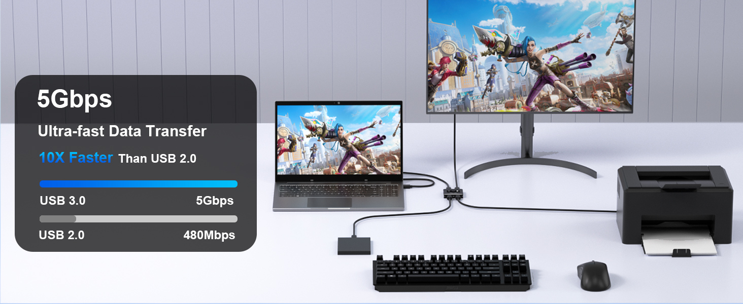 USB 3.0 Switch, USB 3.0 Switcher 2 in 2 Out, USB 3.0 Switch Selector, USB Switcher for 2 Computers S