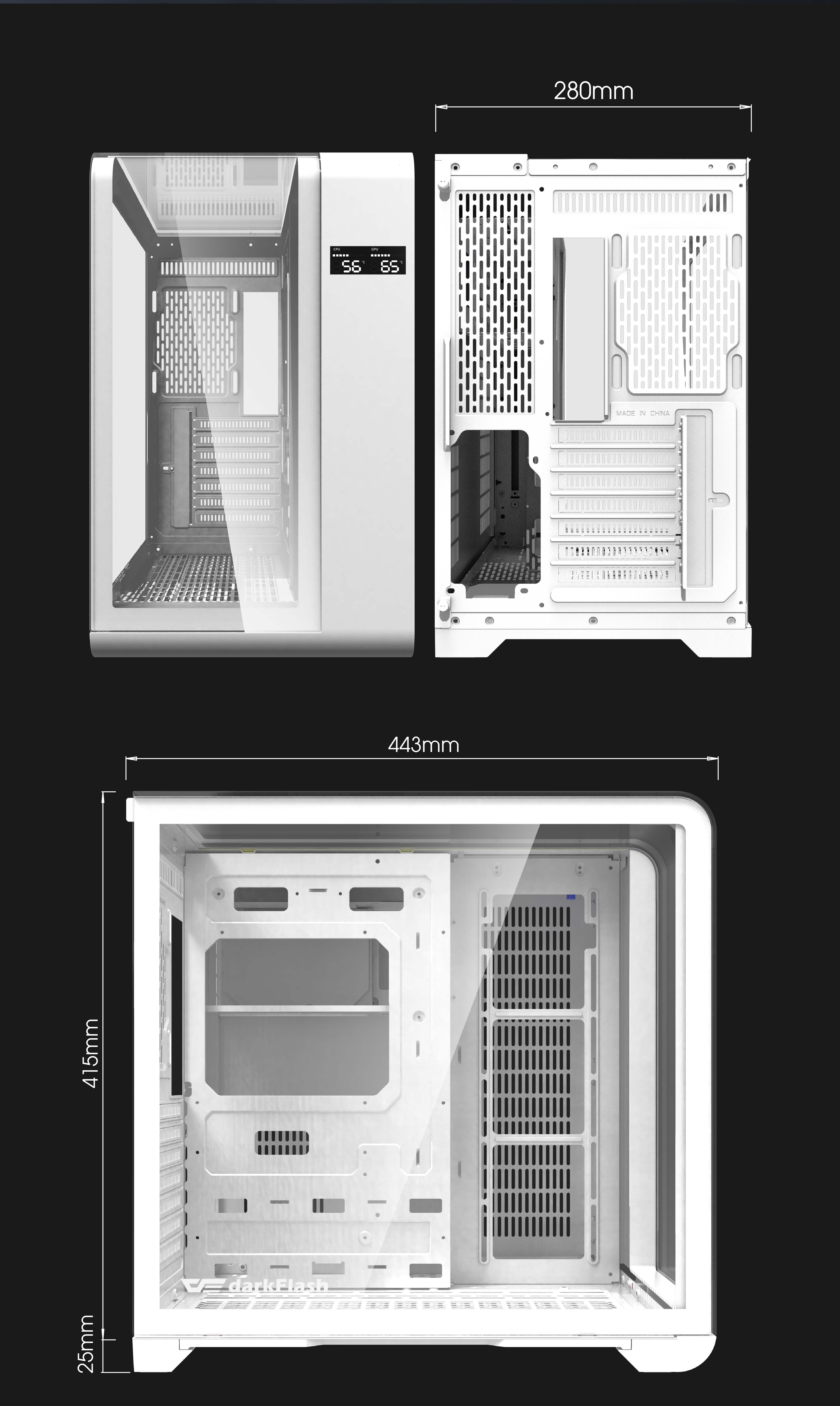 darkFlash L280, ATX Mid-Tower PC Gaming Case with Dual Real-Time Display