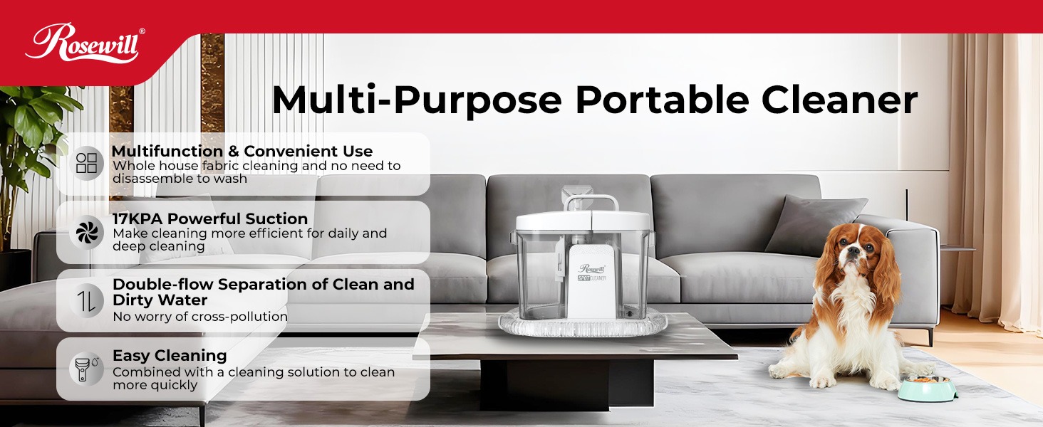 Rosewill Multi-Purpose Portable Carpet and Upholstery Spot Cleaner - White