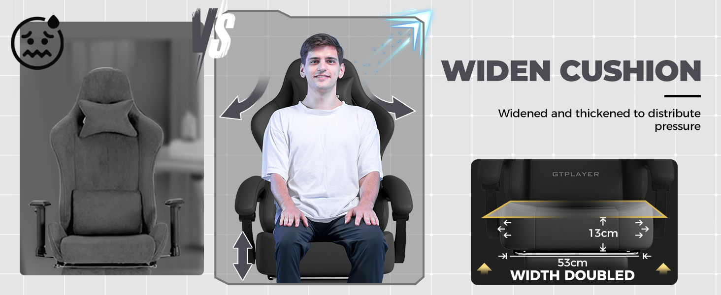 Gaming Chair, Big and Tall, High Back Ergonomic with Pocket Spring Cushion, Footrest, Lumbar Support