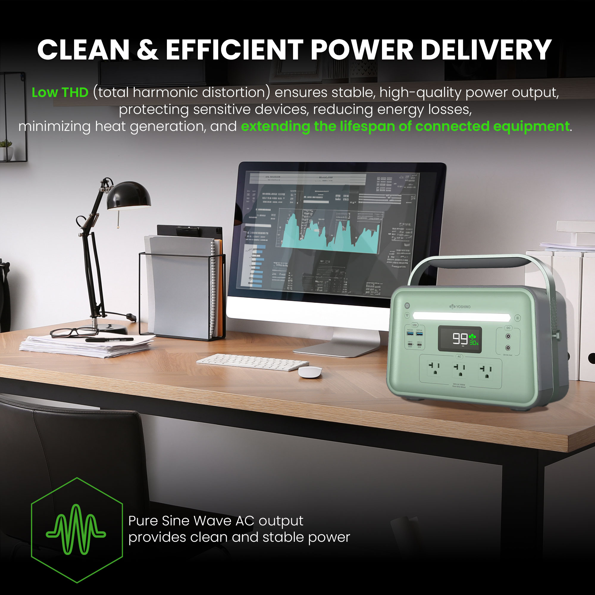 portable power station camping laptop tablet usb c charging clean pure sine wave power
