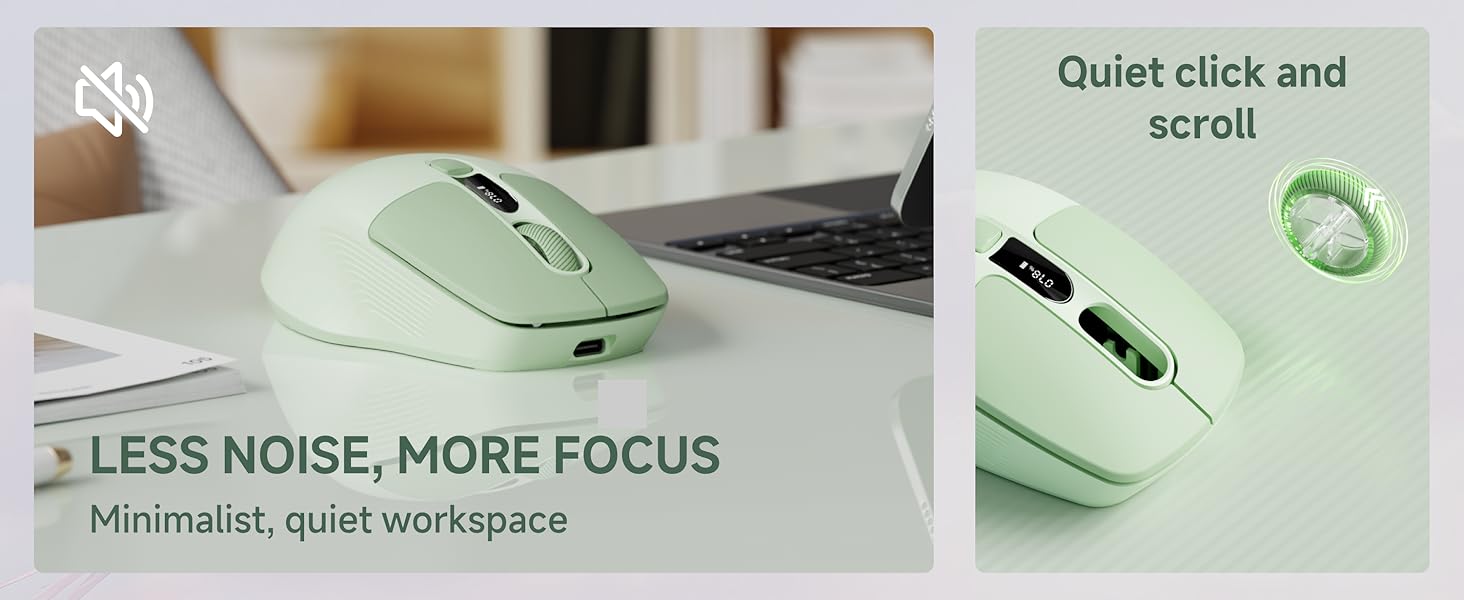 Silent Click Design  Unique colour Smart Display - shows battery & DPI