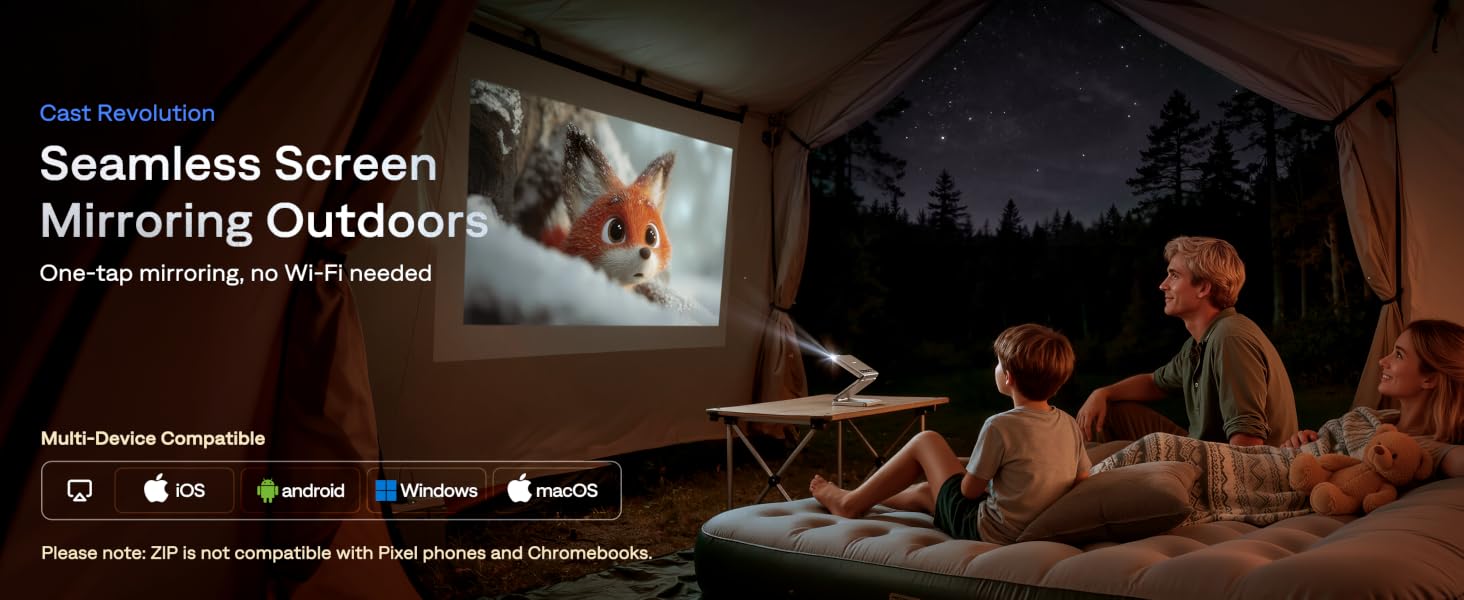 Aurzen ZIP Tri-Fold DLP Ultra-Portable Mini Pocket Projector