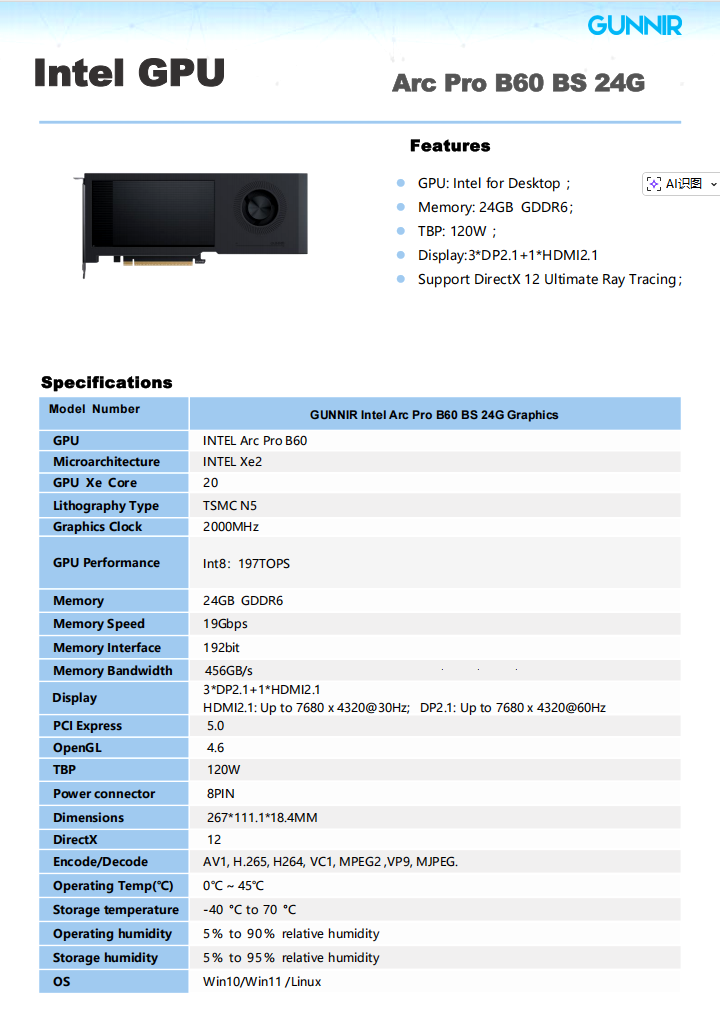 Arc Pro B60 24GB GDDR6