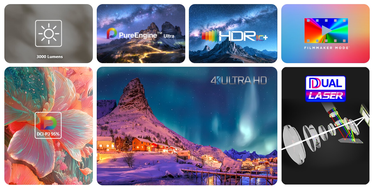 Optoma UHZ58LV Dolby Vision Ultra High-Bright 4K UHD 3000 Lumens Laser Home Theater Projector