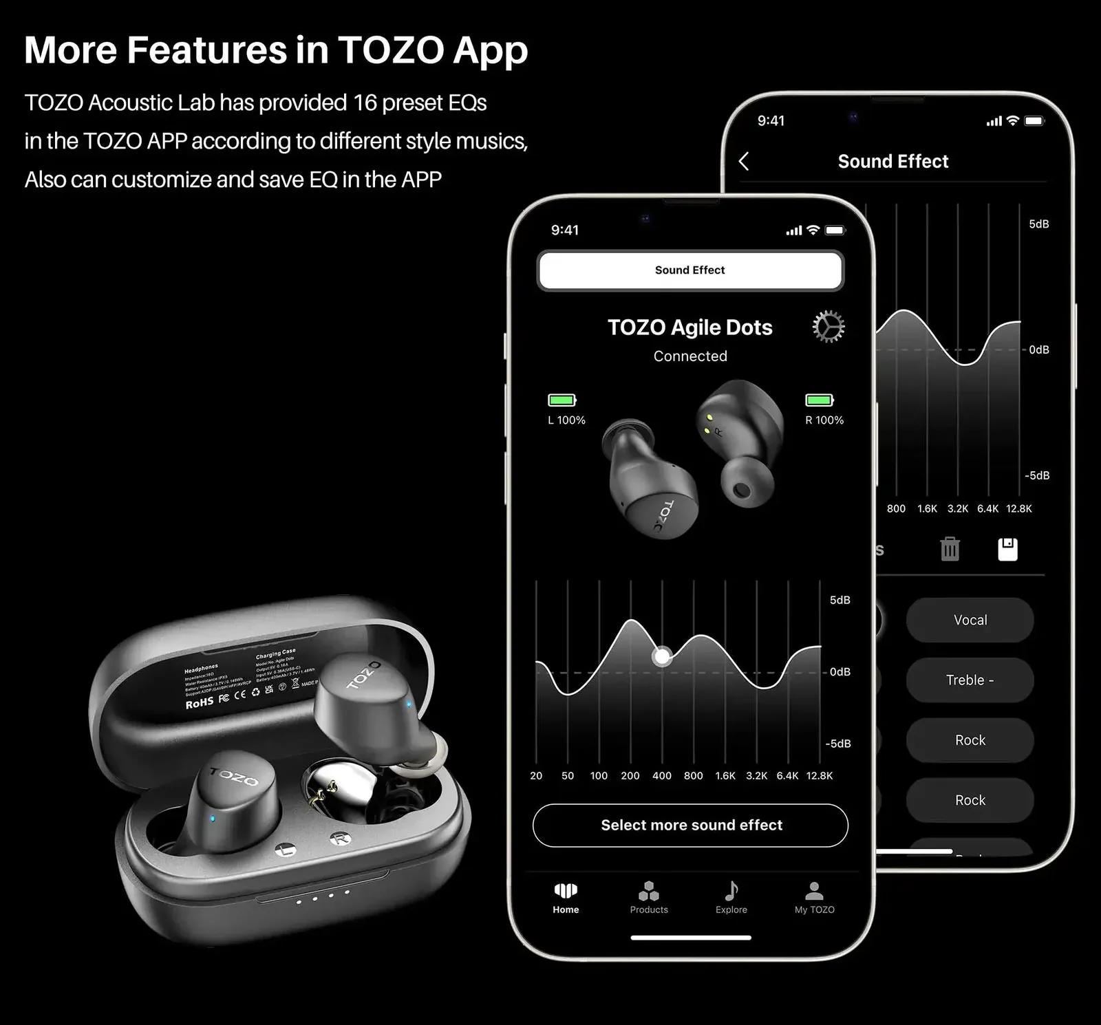 Tozo Agile Dots Waterproof Bluetooth Wireless Earbuds