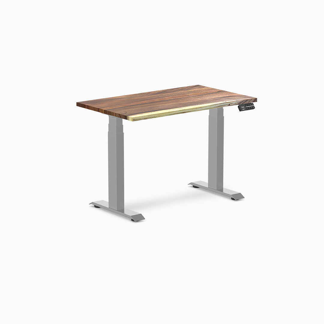 mini standing desk, small sit stand desk, hardwood standing desk, compact desk, height adjustable