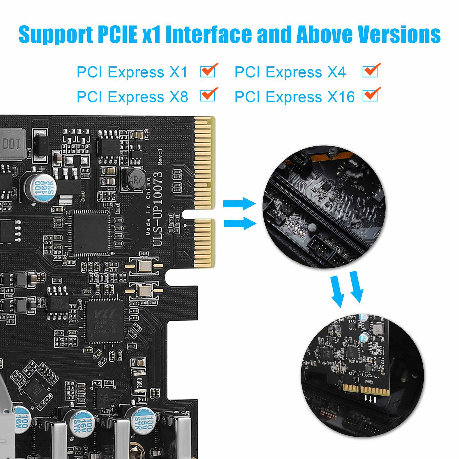 8 Port PCIe USB Card