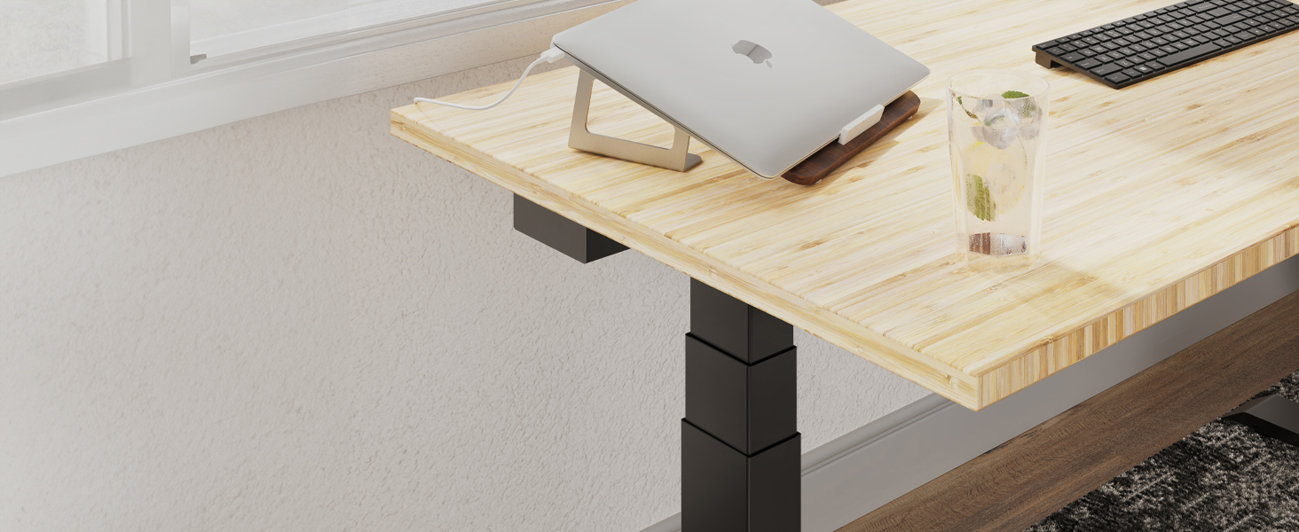 Desky Dual Bamboo Sit Stand Desk