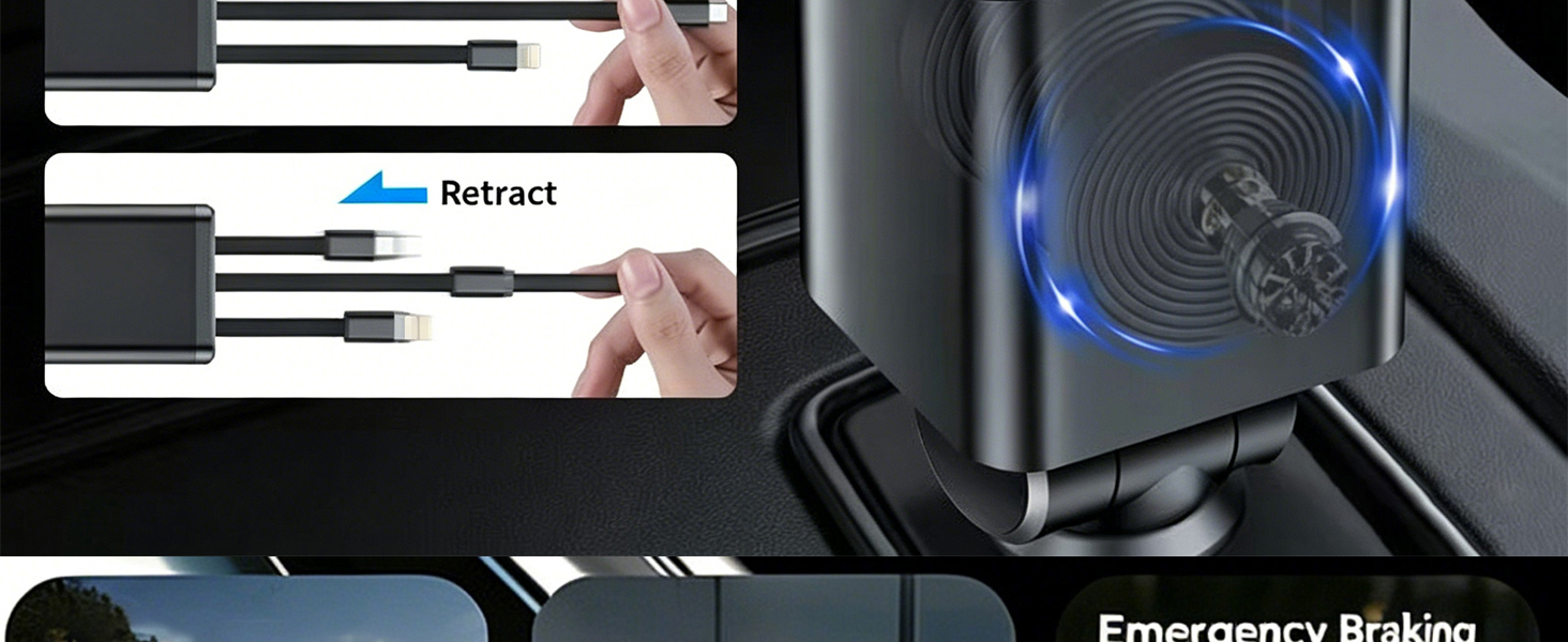 7 in 1 Retractable Car Charger,102W Star Lights Fast Charging Car Charger USB C Car Charger